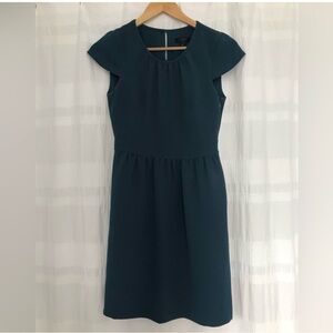 J. Crew Teal Crepe Cap Sleeve Dress Size 2P
